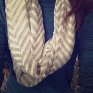 Crean and brown infinity scarf